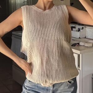 Zara Cream Sleeveless Knit Tank